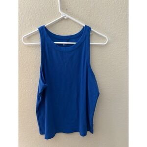 GAP Womens Royal Blue Ribbed Tank Top Crew Neck Cotton Spandex XL 
A990